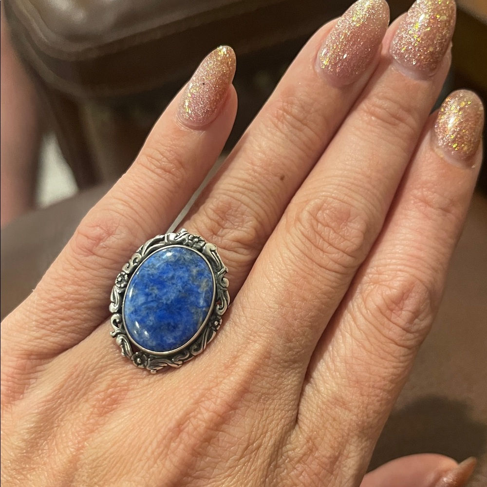 Elegant Blue Stone Silver Ring